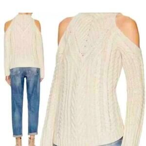Intermix EGGSHELL White Knit Cold Shoulder Mock Neck Sweater SZ L RT $298
